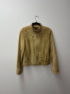 Anne Klein Suede Zip Jacket - Mustard Yellow
